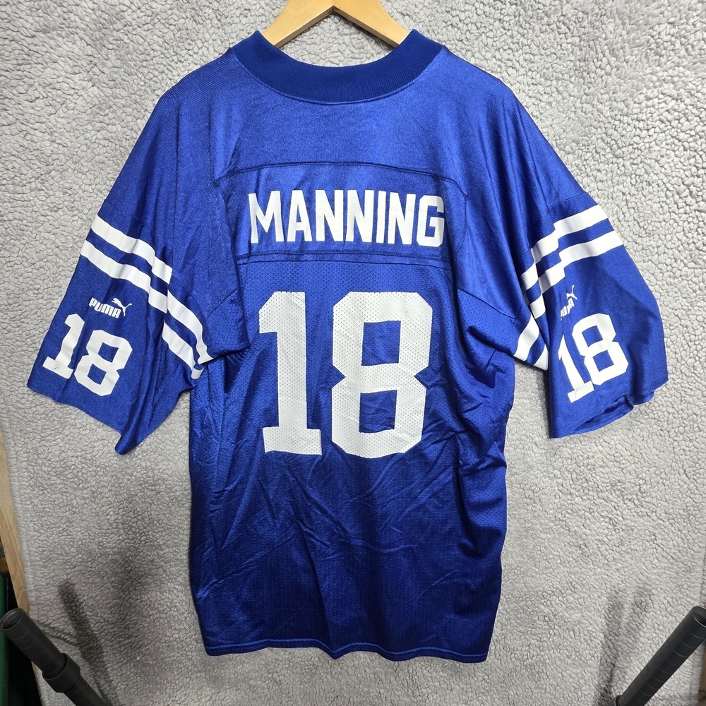 Puma Men's Indianapolis Colts Peyton Manning NFL Football Jersey Blue #18 Sz XL - Picture 7 of 8